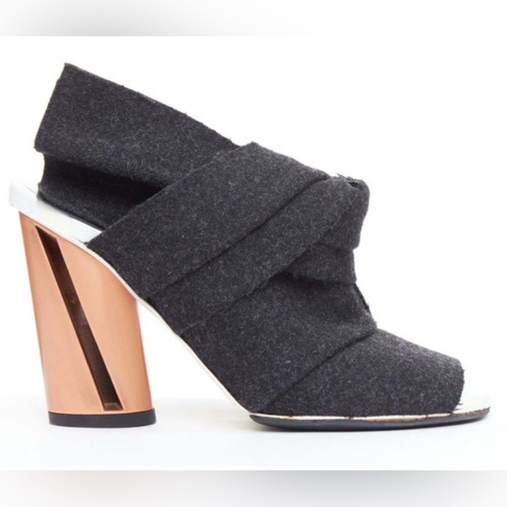 Proenza Schouler Black Wool and Copper Mules